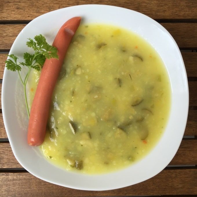 Kartroffelsuppe Gurken Gurkensuppe eingebrannte Hunde (2)