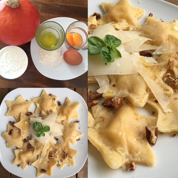 Ravioli mit Kürbis-Frischkäse-Füllung und Walnüssen - Kinder, kommt essen!