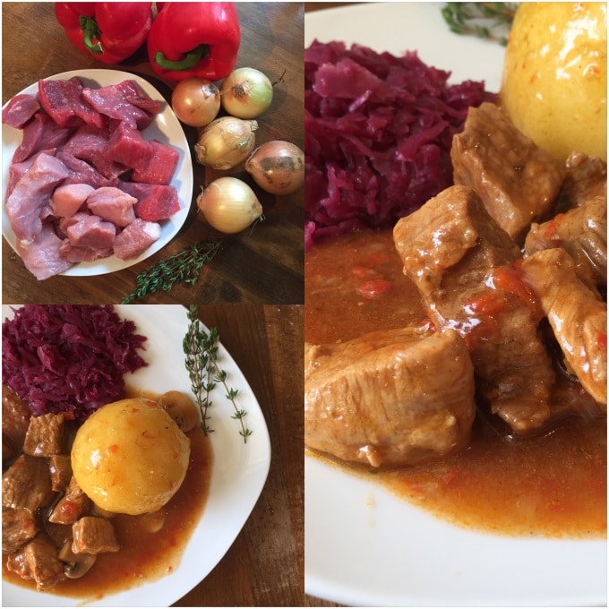 Gulasch Kartoffelklöße Collage