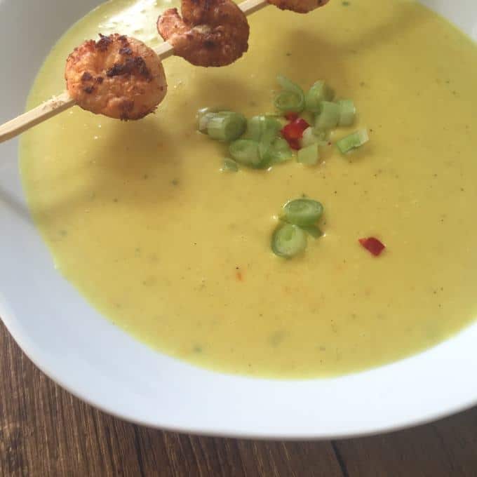 Kartoffel Curry Suppe mit Garnelen (1)