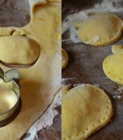 Kürbis-Ravioli mit karamellisierter Zwiebel-Frischkäse-Füllung