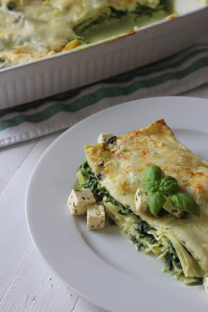 Spinatlasagne mit Feta