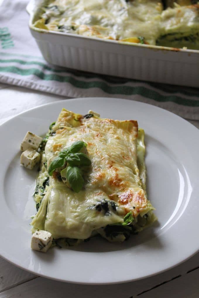 Spinatlasagne mit Feta