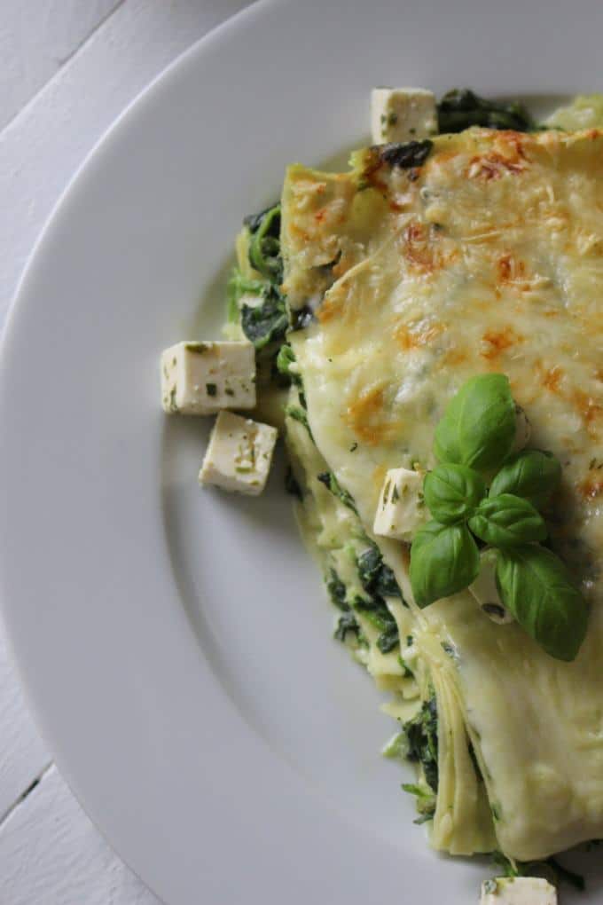 Spinatlasagne mit Feta