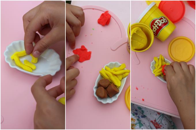 "Pommes-Currywurst, bitte." Wir kneten mit Play-Doh anlässlich des diesjährigen Kindergartenpreises (Werbung)