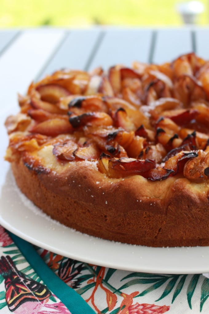 Leckerer Hefekuchen mit frischen Pflaumen aus dem Garten