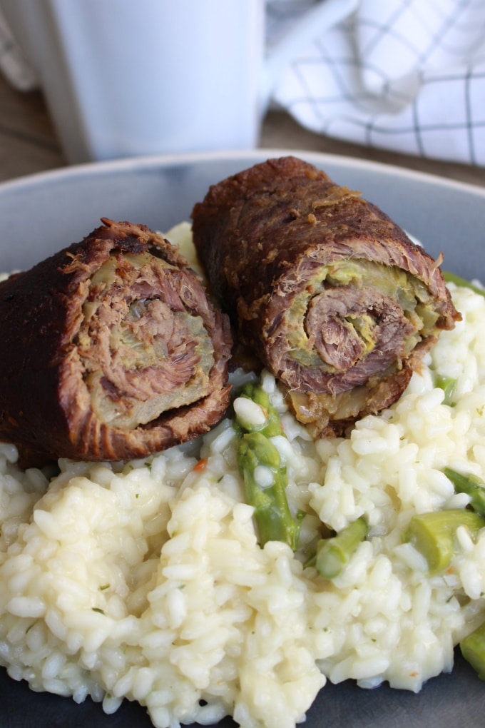 Roulade auf Spargelrisotto