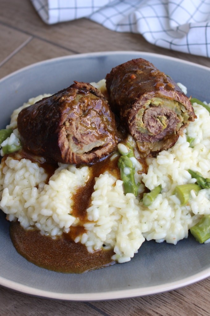 Roulade auf Spargelrisotto