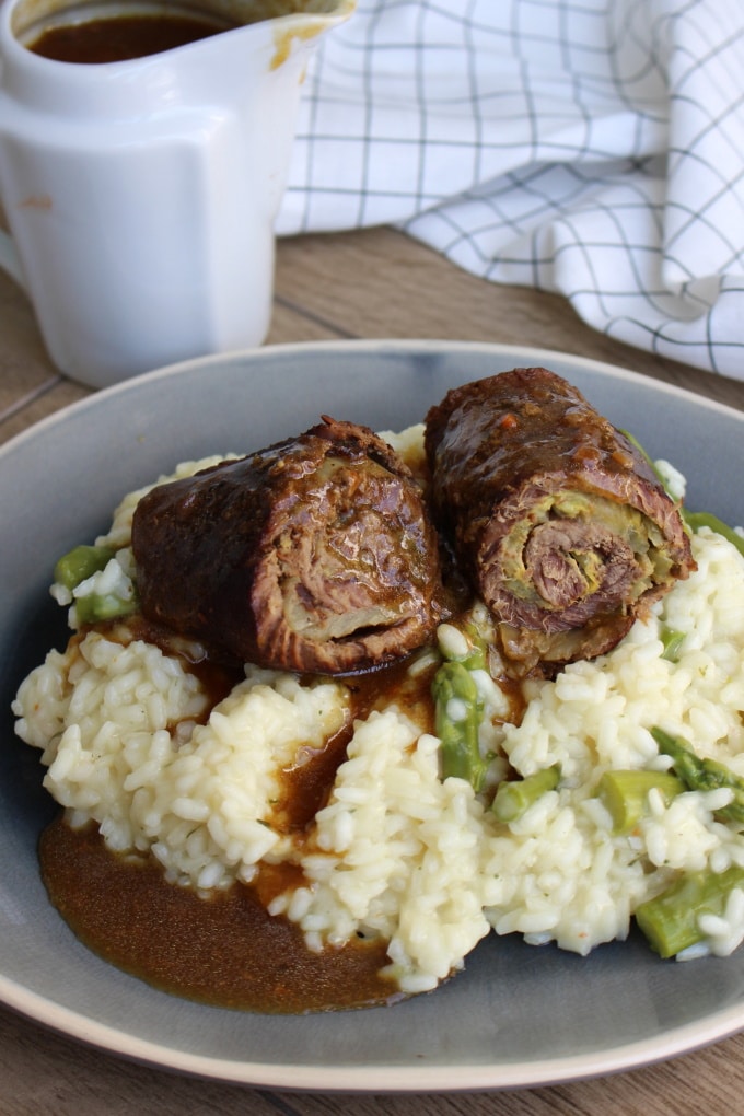 Roulade auf Spargelrisotto