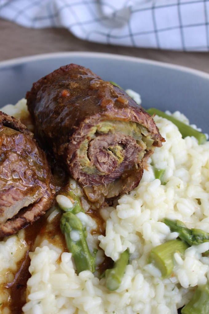 Roulade auf Spargelrisotto