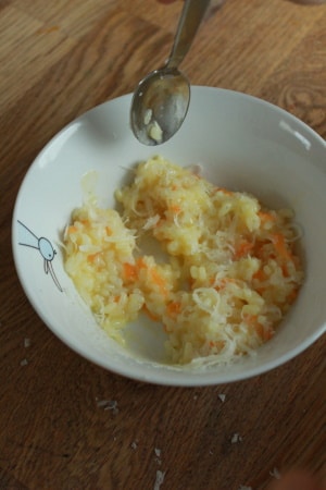 Pilzrisotto mit karamellisierter Birne und Walnuss