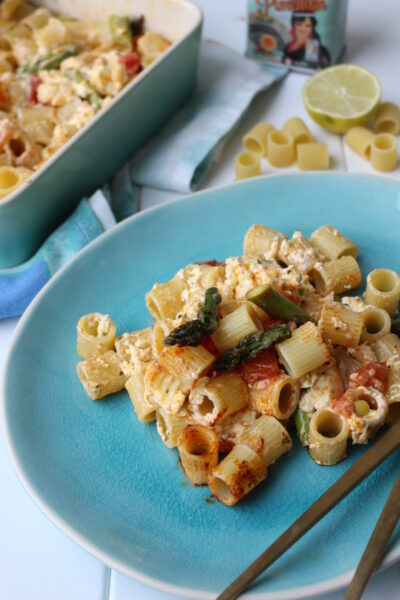 Baked-Feta-Pasta mit Spargel